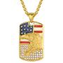 PROSTEEL American Flag Dog Tag Necklace, US National Flag Charm, Stainless Steel/Gold Plated Patriot Necklace for Men Women, Come Gift Box
