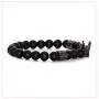 Nsitbbuery Fashion Crystal Crown Cuff Bracelet 8MM Matte Agate Stone Elastic Bracelet Nsitbbuery Fashion Crystal Crown Cuff Bracelet 8MM Matte Agate Stone Elastic Bracelet