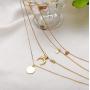 Chargances Bohemia Women Necklace Disc and Moon Necklace Coin Pendant Necklace Delicate Choker Chain Multi layer Necklaces for Women Gold Moon Crescent Disc Jewelry for Women and Girls