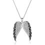 Sterling Silver Black and White Diamond Angel Wings Pendant Necklace (1/2 cttw), 18''