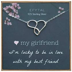 EFYTAL Girlfriend Gifts, Girlfriend Birthday Gift Ideas For Her, Romantic Sterling Silver 925 Infinity Heart Necklace Jewelry for Women, Cute Anniversary / Valentines Day Present