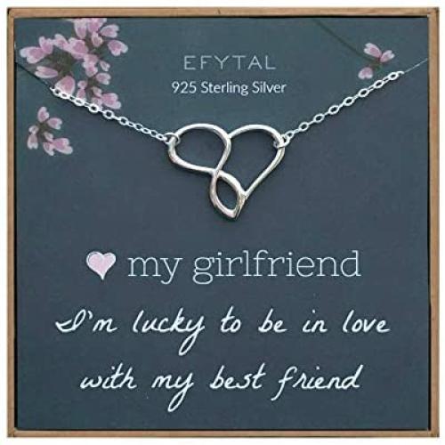 EFYTAL Girlfriend Gifts, Girlfriend Birthday Gift Ideas For Her, Romantic Sterling Silver 925 Infinity Heart Necklace Jewelry for Women, Cute Anniversary / Valentines Day Present