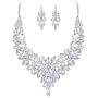 BriLove Womens Costume Fashion Crystal Cluster Chunky Statement Necklace Dangle Earrings Set