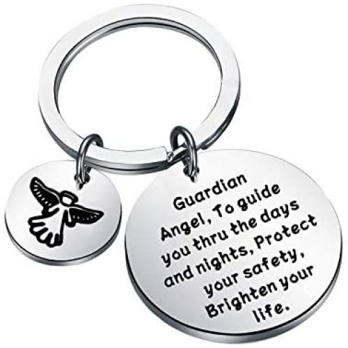 WSNANG Guardian Angel Protect Keychain to Guide You Thru The Days and Nights Protect Your Safety Keychain New Driver Gift Drive Safe Jewelry Gifts for Bus Driver Trucker