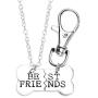 MJartoria Best Friends Necklaces-Dog Bone BFF Necklace for 2 Friendship Necklace + Keychain Jewelry Birthday Gifts Set (Silver)