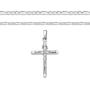 XP Jewelry Mens Sterling Silver Crucifix Pendant Figaro Chain Necklace Italian Made - Choose Width and Length
