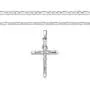 XP Jewelry Mens Sterling Silver Crucifix Pendant Figaro Chain Necklace Italian Made - Choose Width and Length XP Jewelry Mens Sterling Silver Crucifix Pendant Figaro Chain Necklace Italian Made - Choose Width and Length