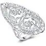 XCFS 925 Sterling Silver Statement Ring Vintage Hollow Long Celtic Knot Daisy Flower Floral Filigree Band Rings XCFS 925 Sterling Silver Statement Ring Vintage Hollow Long Celtic Knot Daisy Flower Floral Filigree Band Rings