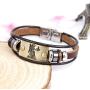 CHUYUN 3 Pcs 12 Zodiac Constellation Bracelets Set for Women Stainless Steel Beaded Leather Cuff Bangle Retro Jewelry