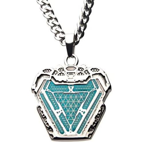 Marvel Iron Man Arc Reactor Glow-in-The-Dark Stainless Steel Pendant Necklace