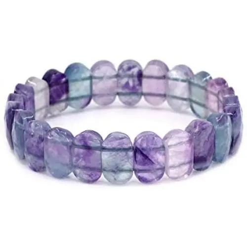 Amandastone Gemstone 14mm Faceted Oval Beads Elastic Bangle 7 Inch Unisex Amandastone Gemstone 14mm Faceted Oval Beads Elastic Bangle 7 Inch Unisex