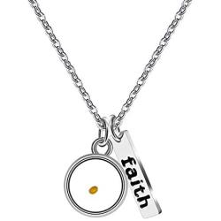 Stainless Steel Faith Real Mustard Seed Pendant Necklace Charm Jewelry for Christian Inspirational Gift Y559