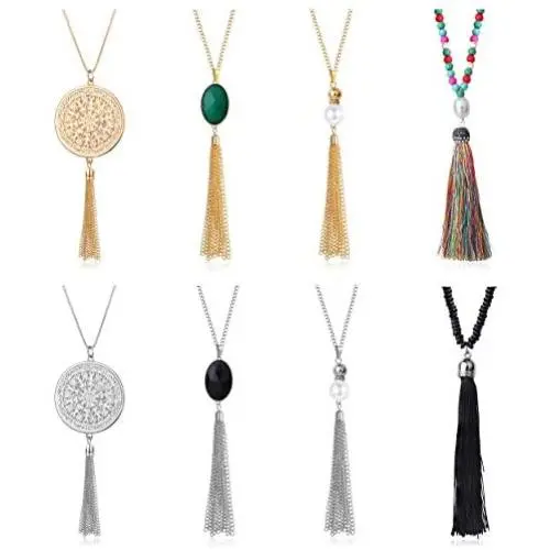 LOYALLOOK 8 Pieces Long Statement Pendant Necklaces Set for Women Disk Circle Chain Tassel Pearl Boho Beads Pendant Necklaces Fashion Jewelry LOYALLOOK 8 Pieces Long Statement Pendant Necklaces Set for Women Disk Circle Chain Tassel Pearl Boho Beads Pendant Necklaces Fashion Jewelry