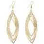 Fashion Gold Silver Double Twist Leaf Dangle Earrings Long Tassel Ear Jewelry Gift Bohemian Geometric Cut-Out Drop Earrings - Simple Metallic Open Hoop Dangles