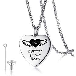 Urn Necklaces for Human Ashes Forever in My Heart Cremation Jewelry Necklace Pendant Funnel Filler Kit