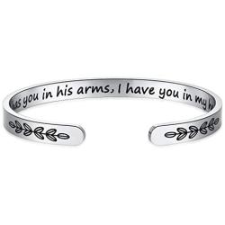 Memorial Gift for Women Girls God Has You in His Arms I Have You in My Heart Cuff Bangle Bracelet