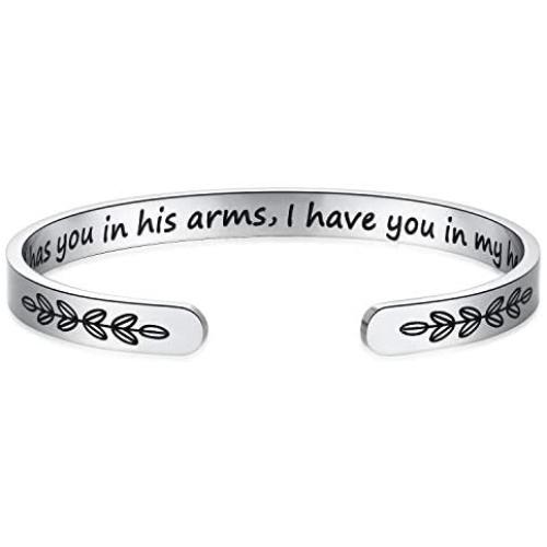 Memorial Gift for Women Girls God Has You in His Arms I Have You in My Heart Cuff Bangle Bracelet
