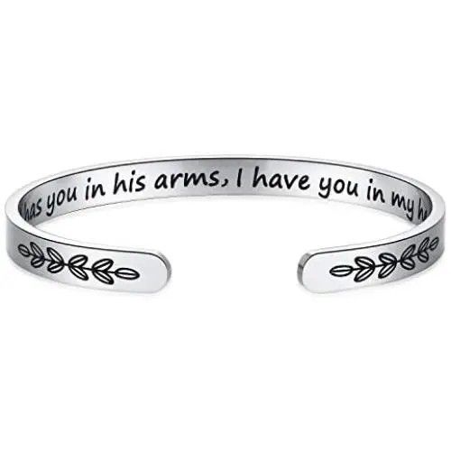 Memorial Gift for Women Girls God Has You in His Arms I Have You in My Heart Cuff Bangle Bracelet