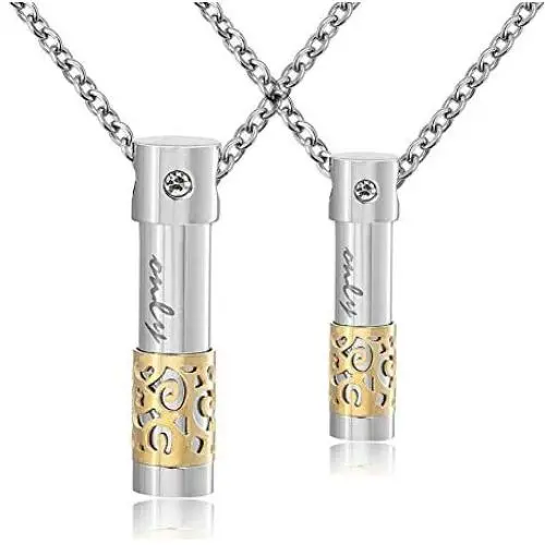 Roy Lopez 2 Pack Bullet Cremation Urn Jewelry for Ashes Necklace Memorial Keepsake Pendant