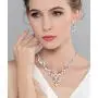 EVER FAITH Womens Crystal Simulated Pearl Leaf Vine Necklace Earrings Set Clear Silver-Tone EVER FAITH Womens Crystal Simulated Pearl Leaf Vine Necklace Earrings Set Clear Silver-Tone