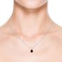 January Birthstone - V-Bale Pear-Shaped Garnet Solitaire Pendant Necklace in Silver (7x5mm Garnet)