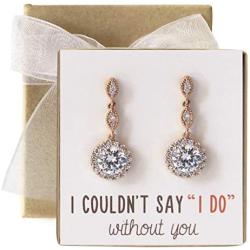 A+O Bridesmaid Gift, Wedding Drop Dangle Crystal Earrings in Silver, Gold, Rose Gold