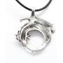 Trilogy Jewelry Pewter Dragon on Crescent Moon Gothic Fantasy Pendant, Leather Necklace