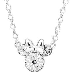 Disney Minnie Mouse Crystal Birthstone Silver Plated Pendant Necklace