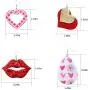 GYSONG Valentine Earrings for Women Lightweight Faux Leather Earrings Valentines Day Gifts Fashion Romantic Soft Love Heart Pendant Girls Jewelry Cute Pattern Decoration 16 Pairs