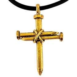 FORGIVEN JEWELRY Antique Nail Cross Necklace in Gold