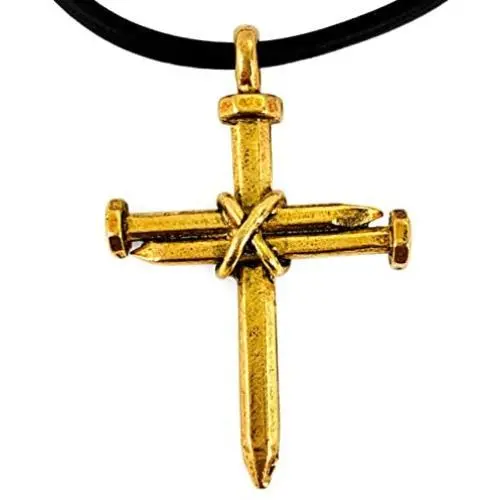 FORGIVEN JEWELRY Antique Nail Cross Necklace in Gold FORGIVEN JEWELRY Antique Nail Cross Necklace in Gold