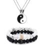 Long tiantian Yin Yang Necklace Bracelet Set for Couple His and Hers Bracelets Friendship Promise Necklaces for 2 Couple Gifts