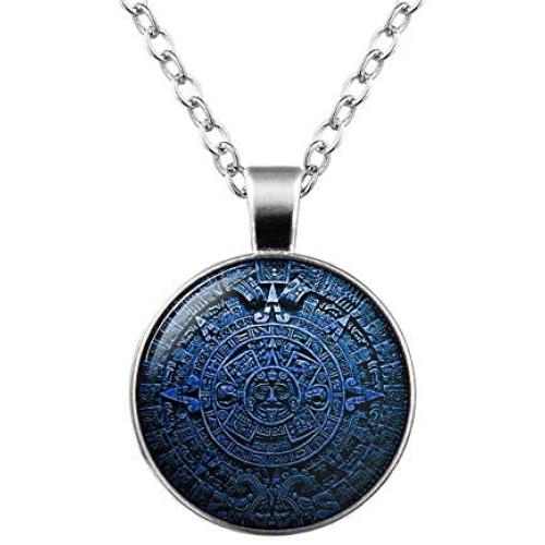 MAYAN CALENDAR PENDANT Mayan Calendar Jewelry Aztec Calendar Mayan Pendant Brown White Astronomy Jewelry Archaeology Jewelry