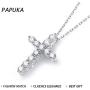 PAPUKA 925 Sterling Silver Cross Necklace for Women Girls, Cubic Zirconia CZ Simulated Diamond Cross Crucifix Pendant Necklace Jewelry, 18'' Silver Chain Nice Gifts