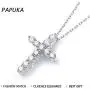 PAPUKA 925 Sterling Silver Cross Necklace for Women Girls, Cubic Zirconia CZ Simulated Diamond Cross Crucifix Pendant Necklace Jewelry, 18'' Silver Chain Nice Gifts