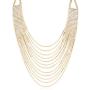 RIAH FASHION Chain Drape Multi Strand Long Layered Waterfall Necklace - Sparkly Rhinestone Statement Bib, Metallic Bead Collar Choker, Bohemian Fringe Tassel