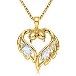 Heart Pendant Necklaces for Women with Swarovski Dainty Cubic Zirconia Diamond Love Swan Necklace 18K Gold Plated Meaningful Mother Daughter Necklace Christmas Gift For Her