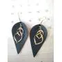 MANZHEN Leather Leaf Teardrop Earrings with Double Linear Loops Twist Wave Dangle Earrings MANZHEN Leather Leaf Teardrop Earrings with Double Linear Loops Twist Wave Dangle Earrings