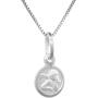 Tiny Sterling Silver Guardian Angel Medal Necklace 5/16 inch Round Italy, 16-30 inch 0.8mm_Box_Chain