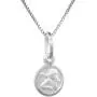 Tiny Sterling Silver Guardian Angel Medal Necklace 5/16 inch Round Italy, 16-30 inch 0.8mm_Box_Chain