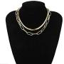 Minimalist Metal Snake Bone Thick Chunky Choker Chain Multi Layered Adjustable Length Necklace Bracelet Set Exaggeration Oval Cuban Collar Statement Clavicle Necklace for Women Men Jewelry
