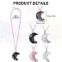 Hicarer 5 Pieces Tree Life Crescent Moon Necklace Copper Wire Wrap Natural Gemstones Healing Crystal Pendant Necklace Natural Gemstone Quartz Jewelry for Women Girls