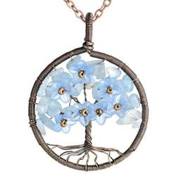 sedmart Tree of Life Necklace for Women Wire Wrapped Family Tree Pendant Necklaces Natural Gemstone Jewelry Birthday