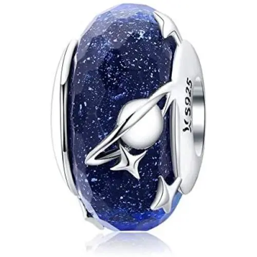 Murano Glass Beads Authentic 925 Sterling Silver Charms Core Faceted Christmas Snowflake Flower Star Glass Charms Bracelet for Women (Cosmic Starry Sky) Murano Glass Beads Authentic 925 Sterling Silver Charms Core Faceted Christmas Snowflake Flower Star Glass Charms Bracelet for Women (Cosmic Starry Sky)