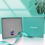 YALONG Birthstone Necklace for Women Austrian Crystal Teardrop Pendant Olive Leaf Dove 14K White Gold Plated Dainty Silver Chain Choker Jewelry Gift Girl