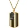 PROSTEEL American Flag Dog Tag Necklace, US National Flag Charm, Stainless Steel/Gold Plated Patriot Necklace for Men Women, Come Gift Box