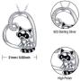 CHENGHONG Raccoon Necklace 925 Sterling Silver Cute Animal Necklace Heart Raccoon Pendant Necklace Raccoon Jewelry Gifts for Women Mom Daughter