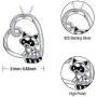 CHENGHONG Raccoon Necklace 925 Sterling Silver Cute Animal Necklace Heart Raccoon Pendant Necklace Raccoon Jewelry Gifts for Women Mom Daughter