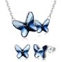 Sllaiss S925 Sterling Silver Butterfly Jewelry Crystals from Austria Light Blue Butterfly Crystal Necklace Earring Set for Women, Lover Anniversary Mothers Day Gift with Box