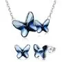 Sllaiss S925 Sterling Silver Butterfly Jewelry Crystals from Austria Light Blue Butterfly Crystal Necklace Earring Set for Women, Lover Anniversary Mothers Day Gift with Box